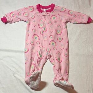 Gerber - Pink Rainbow Fleece Footie One Piece